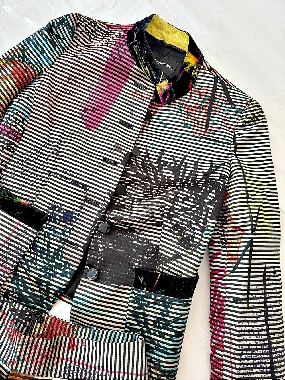 Stunning Emporio Armani Striped Skirt Set in Black & Multicolor Size 40 (US 10)